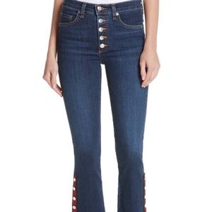 Veronica Beard Button Hem Baby Boot Jeans